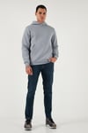Buratti Regular Fit Kapüşonlu Kanguru Cepli İçi Tüylü Yumuşak Şardonlu Erkek Sweat 5905281 AÇIK GRİ