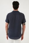 Buratti Regular Fit Kısa Kollu Apaş Yaka Desenli Erkek Gömlek CF21S114293 LACİVERT-BEYAZ