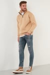 Buratti Regular Fit Pamuklu İçi Tüylü Yumuşak Şardonlu Kışlık Erkek Sweat 59053431 KUM