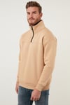 Buratti Regular Fit Pamuklu İçi Tüylü Yumuşak Şardonlu Kışlık Erkek Sweat 59053431 KUM