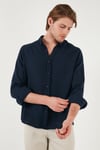 Buratti Regular Fit Uzun Kollu Düğmeli Yaka Erkek Gömlek CF25S116777 LACİVERT