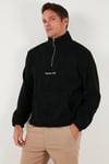 Buratti Regular Fit Yarım Fermuarlı Dik Yaka Yumuşak Dokulu Erkek Sweat 59060661 SİYAH