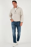 Buratti Regular Fit Yarım Fermuarlı Dik Yaka Yumuşak Dokulu Erkek Sweat 59060661 KUM