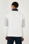 Buratti Renk Bloklu Regular Fit Yarım Fermuarlı Dik Yaka Erkek Sweat 5905719 EKRU