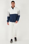 Buratti Renk Bloklu Regular Fit Yarım Fermuarlı Dik Yaka Erkek Sweat 5905719 İNDİGO