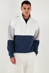 Buratti Renk Bloklu Regular Fit Yarım Fermuarlı Dik Yaka Erkek Sweat 5905719 İNDİGO