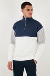 Buratti Renk Bloklu Regular Fit Yarım Fermuarlı Dik Yaka Erkek Sweat 5905719 EKRU