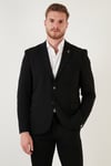 Buratti Slim Fit 6 Drop Çift Yırtmaçlı Blazer Erkek Ceket BASELNA SİYAH