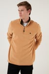 Buratti Slim Fit Anti-Pilling Tüylenme Yapmayan Bato Yaka Soğuk Geçirmez Şardonlu Erkek Polar 5906001 VİZON