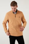 Buratti Slim Fit Anti-Pilling Tüylenme Yapmayan Bato Yaka Soğuk Geçirmez Şardonlu Erkek Polar 5906001 VİZON