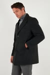 Buratti Slim Fit Apaş Yaka Astarlı Kaşe Erkek Kaban 584K1217 FÜME