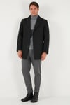 Buratti Slim Fit Apaş Yaka Astarlı Kaşe Erkek Kaban 584K1217 FÜME