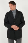Buratti Slim Fit Apaş Yaka Astarlı Kaşe Erkek Kaban 584K1217 FÜME