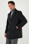 Buratti Slim Fit Apaş Yaka Astarlı Kaşe Erkek Kaban 584K1217 FÜME