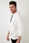 Buratti Slim Fit Baskılı Kapüşonlu Kanguru Cepli Pamuklu Erkek Sweat 5414018 EKRU