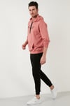 Buratti Slim Fit Baskılı Kapüşonlu Kanguru Cepli Pamuklu Erkek Sweat 5414019 GÜL