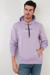 Buratti Slim Fit Baskılı Kapüşonlu Kanguru Cepli Pamuklu Erkek Sweat 5414020 LİLA