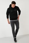 Buratti Slim Fit Baskılı Kapüşonlu Kanguru Cepli Pamuklu Erkek Sweat 5414013 SİYAH