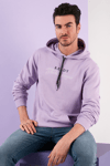 Buratti Slim Fit Baskılı Kapüşonlu Kanguru Cepli Pamuklu Erkek Sweat 5414020 LİLA