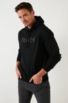 Buratti Slim Fit Baskılı Kapüşonlu Kanguru Cepli Pamuklu Erkek Sweat 5414013 SİYAH