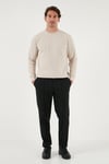 Buratti Slim Fit Bisiklet Yaka Pamuklu Erkek Kazak 456201 BEJ