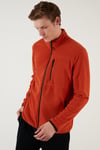 Buratti Slim Fit Fermuarlı Cepli Dik Yaka Soğuk Geçirmez Polar Erkek Hırka 5906028 ORANJ