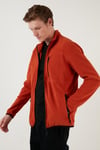 Buratti Slim Fit Fermuarlı Cepli Dik Yaka Soğuk Geçirmez Polar Erkek Hırka 5906028 ORANJ