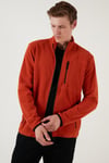 Buratti Slim Fit Fermuarlı Cepli Dik Yaka Soğuk Geçirmez Polar Erkek Hırka 5906028 ORANJ
