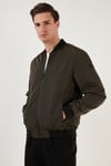 Buratti Slim Fit Fermuarlı Kolej Yaka Bomber İnce Erkek Mont 497TEKER HAKİ