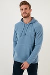 Buratti Slim Fit Kanguru Cepli Kapüşonlu Erkek Polar 5906032 AÇIK MAVİ