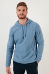 Buratti Slim Fit Kanguru Cepli Kapüşonlu Erkek Polar 5906032 AÇIK MAVİ