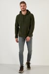 Buratti Slim Fit Kanguru Cepli Kapüşonlu Erkek Polar 5906032 HAKİ