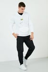 Buratti Slim Fit Kanguru Cepli Kapüşonlu Şardonlu Kışlık Erkek Sweat 5896589 BEYAZ