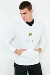 Buratti Slim Fit Kanguru Cepli Kapüşonlu Şardonlu Kışlık Erkek Sweat 5896589 BEYAZ