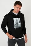 Buratti Slim Fit Kapüşonlu Kanguru Cepli İçi Tüylü Şardonlu Erkek Sweat 568R702 SİYAH