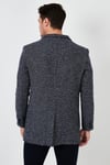 Buratti Slim Fit Tek Yırtmaçlı Düğmeli Dik Yaka Kaşe Erkek Kaban 5840110 Lacivert Noktalı