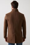 Buratti Slim Fit Tek Yırtmaçlı Düğmeli Dik Yaka Kaşe Erkek Kaban 5840110 TABA