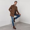 Buratti Slim Fit Tek Yırtmaçlı Düğmeli Dik Yaka Kaşe Erkek Kaban 5840110 TABA