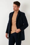Buratti Slim Fit Tek Yırtmaçlı Düğmeli Dik Yaka Kaşe Erkek Kaban 5840110 LACİVERT