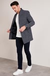 Buratti Slim Fit Tek Yırtmaçlı Düğmeli Dik Yaka Kaşe Erkek Kaban 5840110 Lacivert Noktalı