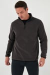 Buratti Slim Fit Yarım Fermuarlı Dik Yaka Soğuk Geçirmez Erkek Polar 5906003 FÜME