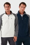 Buratti Slim Fit Yarım Fermuarlı Soğuk Geçirmez Şardonlu 2'li Paket Erkek Polar 5906055S2 EKRU-LACİVERT