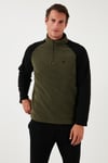 Buratti Slim Fit Yarım Fermuarlı Soğuk Geçirmez Kışlık Şardonlu Erkek Polar 5906055 HAKİ