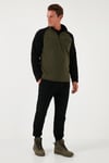 Buratti Slim Fit Yarım Fermuarlı Soğuk Geçirmez Kışlık Şardonlu Erkek Polar 5906055 HAKİ