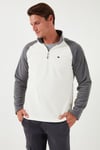 Buratti Slim Fit Yarım Fermuarlı Soğuk Geçirmez Kışlık Şardonlu Erkek Polar 5906055 EKRU