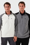 Buratti Slim Fit Yarım Fermuarlı Soğuk Geçirmez Şardonlu 2'li Paket Erkek Polar 5906055S2 EKRU-GRİ