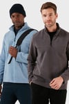 Buratti Slim Fit Yarım Fermuarlı Yumuşak Dokulu Şardonlu Soğuk Geçirmez 2'li Paket Erkek Polar 59060011S2 Füme-Koyu Mavi
