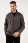 Buratti Slim Fit Yarım Fermuarlı Yumuşak Dokulu Şardonlu Soğuk Geçirmez 2'li Paket Erkek Polar 59060011S2 Füme-Koyu Mavi