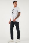 Buratti Streç Pamuklu Comfort Fit Yüksek Bel Boru Paça Jeans Erkek Kot Pantolon 4412C03TEXAS Füme Siyah