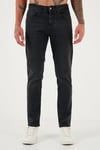 Buratti Streç Pamuklu Comfort Fit Yüksek Bel Boru Paça Jeans Erkek Kot Pantolon 4412C03TEXAS Füme Siyah